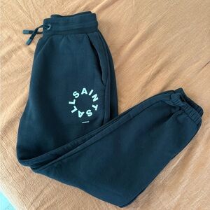 All Saints Black Sweatpants with White Logo